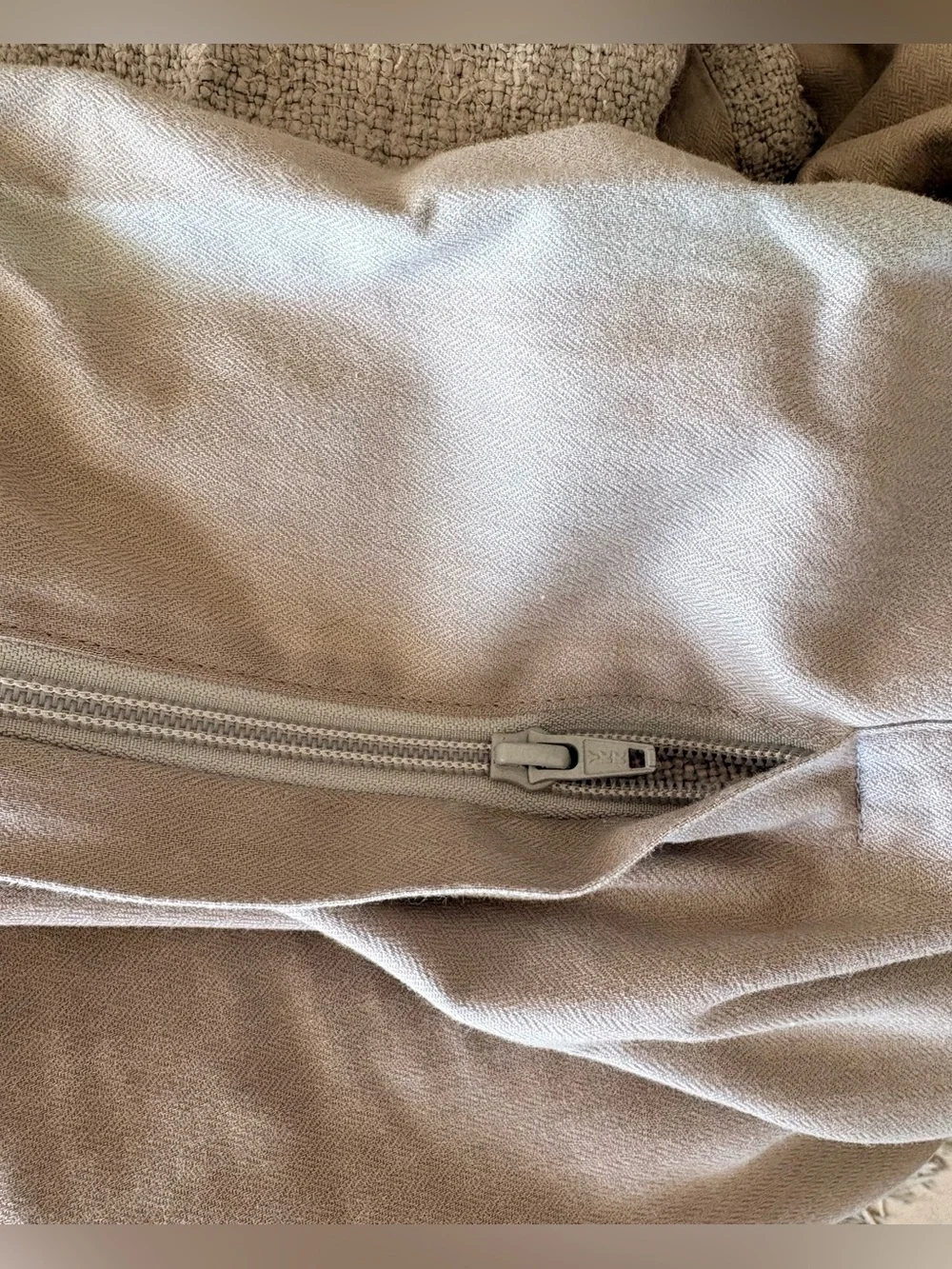 Crate & Barrel King Duvet Cover + 2 King Shams Greige Textured Linen Blend Set